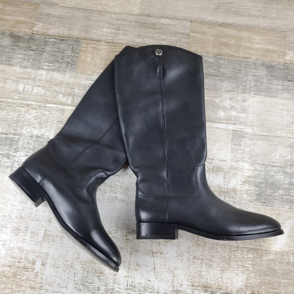 Frye Melissa Button 2 Womens Tall Riding Boots Sz 9 M Black Round Toe